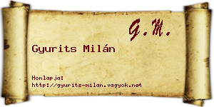 Gyurits Milán névjegykártya