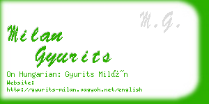 milan gyurits business card